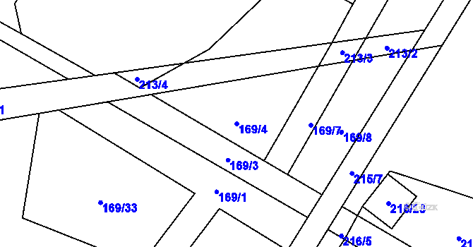 Parcela st. 169/4 v KÚ Kladruby nad Labem, Katastrální mapa