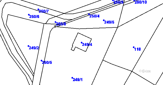 Parcela st. 249/4 v KÚ Kladruby nad Labem, Katastrální mapa