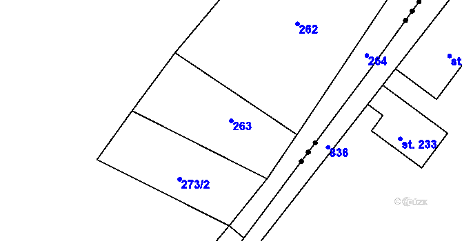 Parcela st. 263 v KÚ Kladruby nad Labem, Katastrální mapa