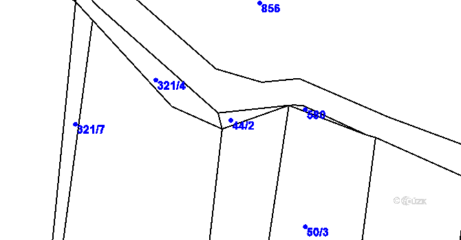 Parcela st. 44/2 v KÚ Klamoš, Katastrální mapa