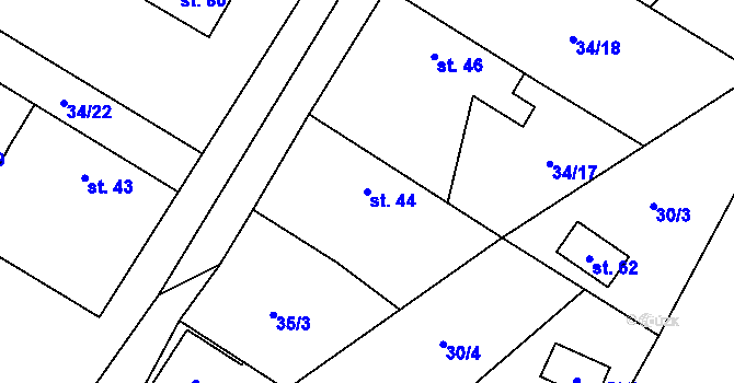 Parcela st. 44 v KÚ Štít, Katastrální mapa