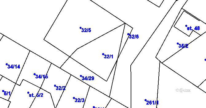 Parcela st. 32/1 v KÚ Štít, Katastrální mapa