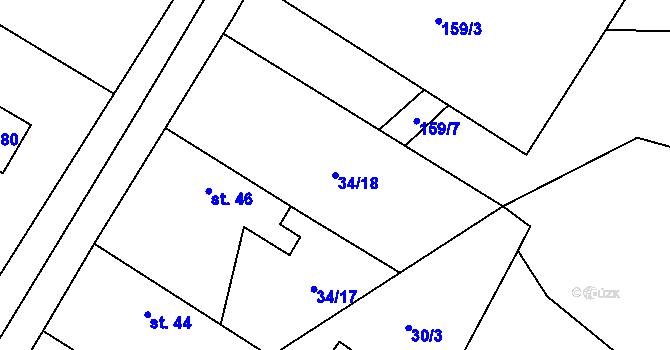 Parcela st. 34/18 v KÚ Štít, Katastrální mapa