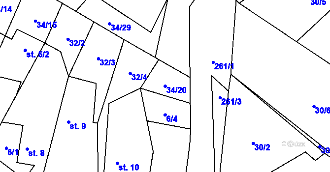 Parcela st. 34/20 v KÚ Štít, Katastrální mapa