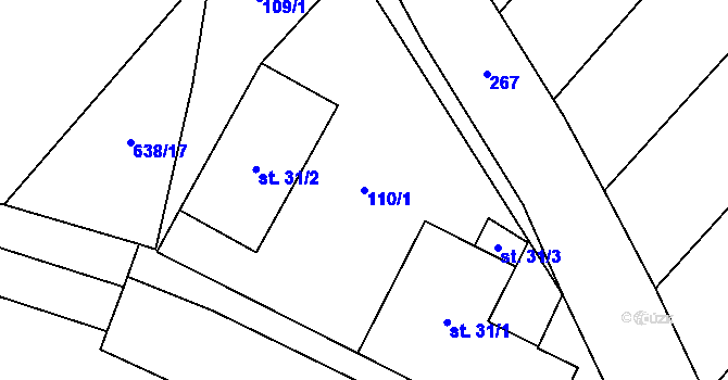 Parcela st. 110/1 v KÚ Štít, Katastrální mapa