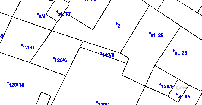 Parcela st. 119/1 v KÚ Štít, Katastrální mapa