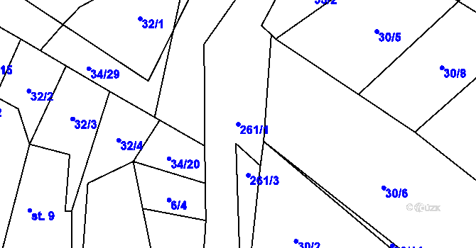 Parcela st. 261/1 v KÚ Štít, Katastrální mapa