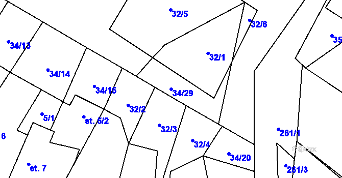 Parcela st. 34/29 v KÚ Štít, Katastrální mapa