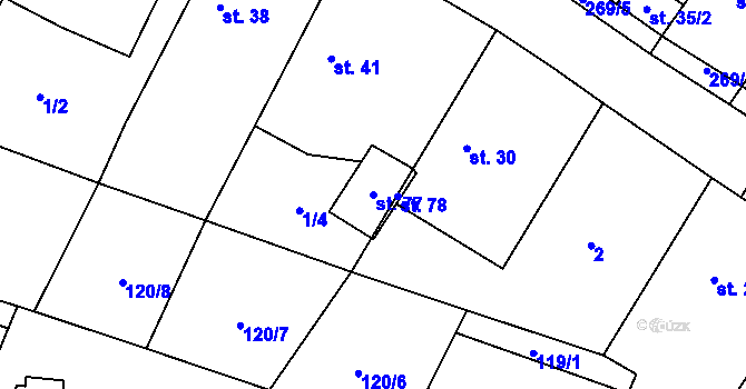 Parcela st. 77 v KÚ Štít, Katastrální mapa