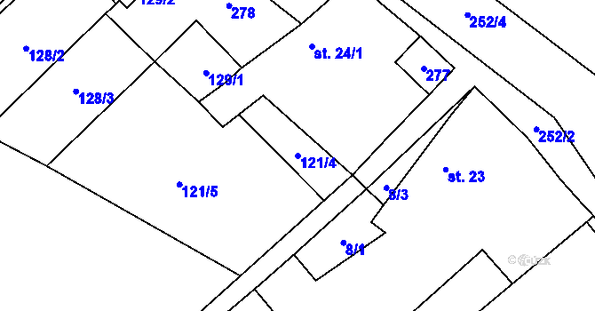 Parcela st. 121/4 v KÚ Štít, Katastrální mapa