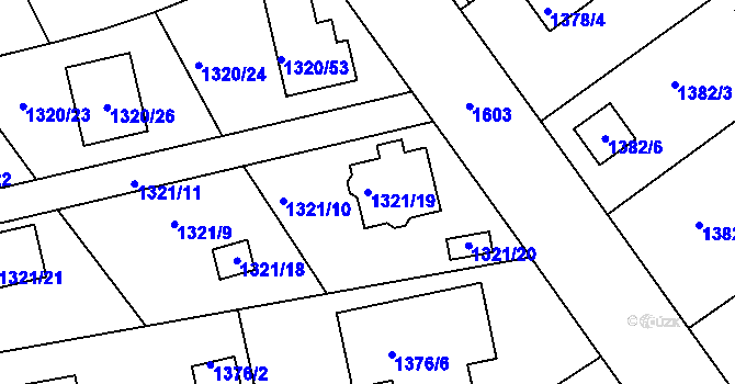 Parcela st. 1321/19 v KÚ Klánovice, Katastrální mapa