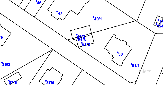 Parcela st. 51/2 v KÚ Klánovice, Katastrální mapa