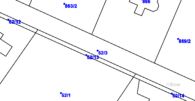 Parcela st. 52/3 v KÚ Klánovice, Katastrální mapa