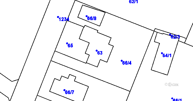 Parcela st. 63 v KÚ Klánovice, Katastrální mapa