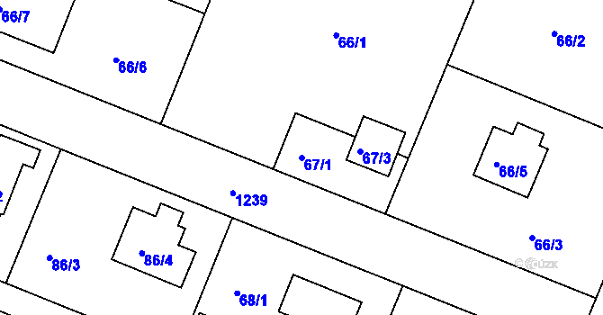 Parcela st. 67/1 v KÚ Klánovice, Katastrální mapa