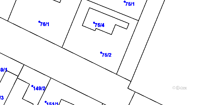 Parcela st. 75/2 v KÚ Klánovice, Katastrální mapa