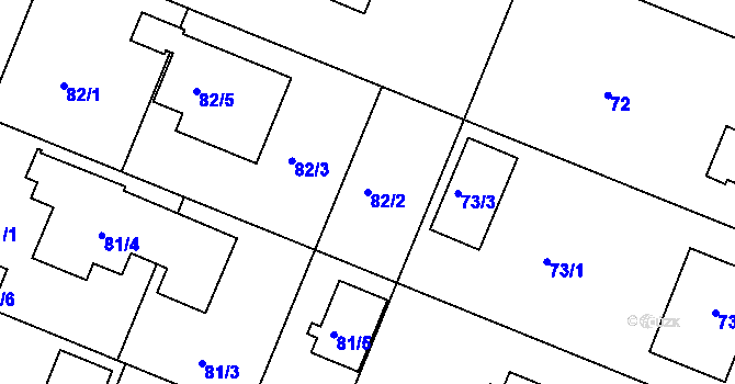 Parcela st. 82/2 v KÚ Klánovice, Katastrální mapa