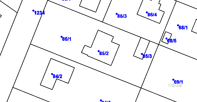 Parcela st. 85/2 v KÚ Klánovice, Katastrální mapa