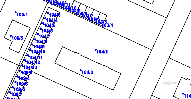 Parcela st. 104/1 v KÚ Klánovice, Katastrální mapa
