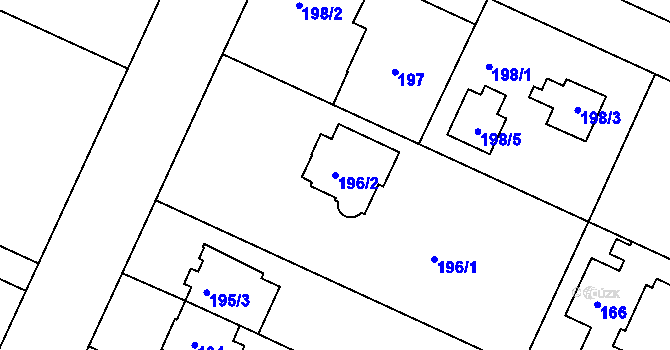 Parcela st. 196/2 v KÚ Klánovice, Katastrální mapa