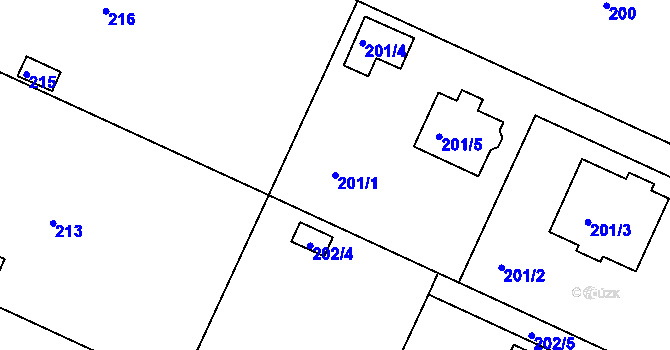 Parcela st. 201/1 v KÚ Klánovice, Katastrální mapa
