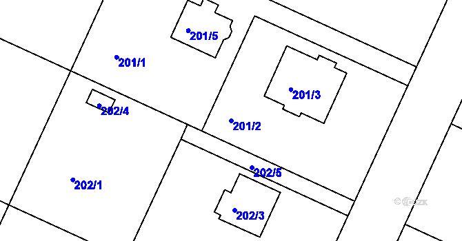 Parcela st. 201/2 v KÚ Klánovice, Katastrální mapa