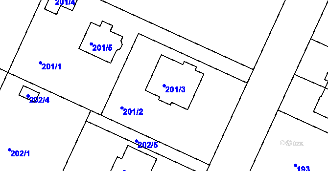 Parcela st. 201/3 v KÚ Klánovice, Katastrální mapa