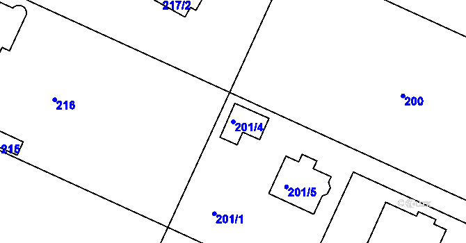 Parcela st. 201/4 v KÚ Klánovice, Katastrální mapa