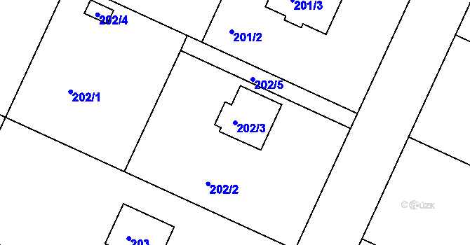 Parcela st. 202/3 v KÚ Klánovice, Katastrální mapa