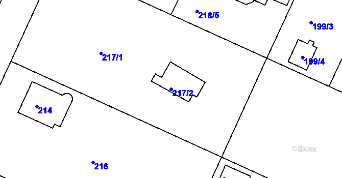 Parcela st. 217/2 v KÚ Klánovice, Katastrální mapa