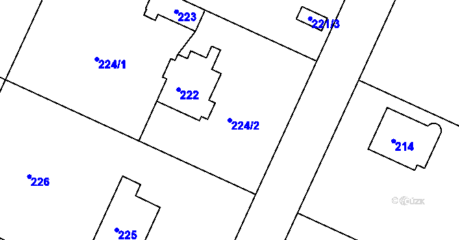 Parcela st. 224/2 v KÚ Klánovice, Katastrální mapa
