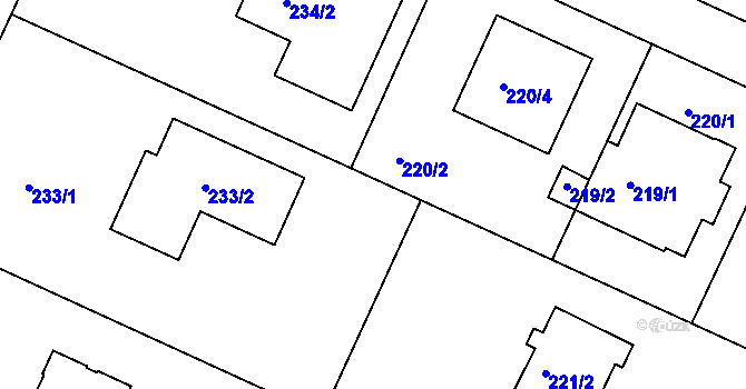 Parcela st. 233/3 v KÚ Klánovice, Katastrální mapa