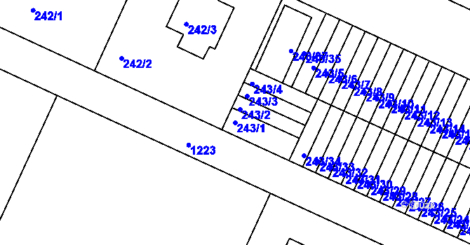 Parcela st. 243/1 v KÚ Klánovice, Katastrální mapa