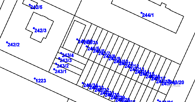 Parcela st. 243/7 v KÚ Klánovice, Katastrální mapa