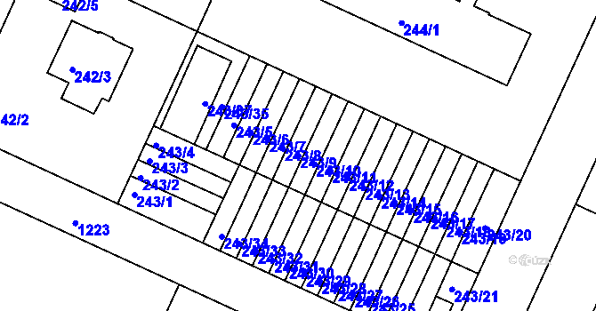 Parcela st. 243/9 v KÚ Klánovice, Katastrální mapa