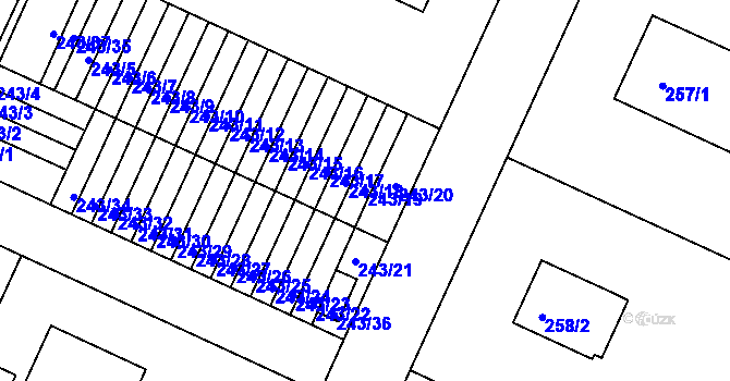 Parcela st. 243/19 v KÚ Klánovice, Katastrální mapa
