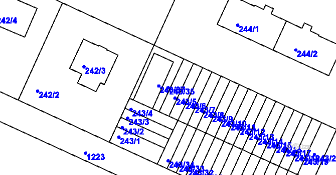 Parcela st. 243/35 v KÚ Klánovice, Katastrální mapa