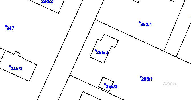 Parcela st. 255/3 v KÚ Klánovice, Katastrální mapa