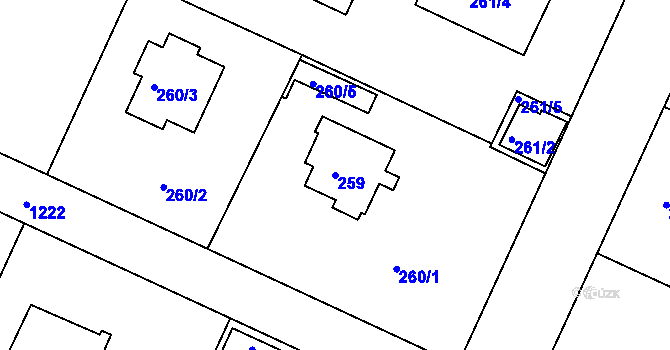 Parcela st. 259 v KÚ Klánovice, Katastrální mapa