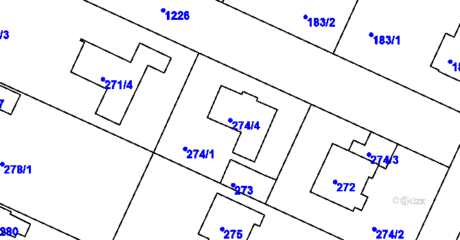 Parcela st. 274/4 v KÚ Klánovice, Katastrální mapa