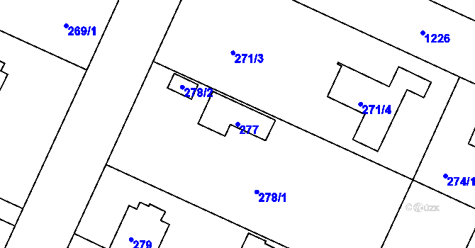 Parcela st. 277 v KÚ Klánovice, Katastrální mapa