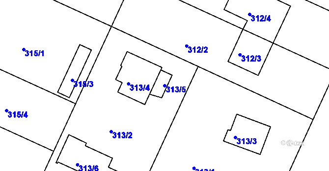 Parcela st. 313/5 v KÚ Klánovice, Katastrální mapa