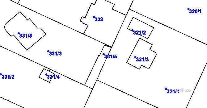 Parcela st. 331/5 v KÚ Klánovice, Katastrální mapa