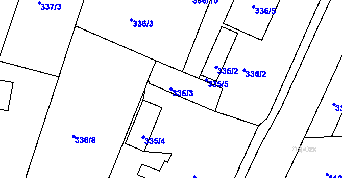 Parcela st. 335/3 v KÚ Klánovice, Katastrální mapa