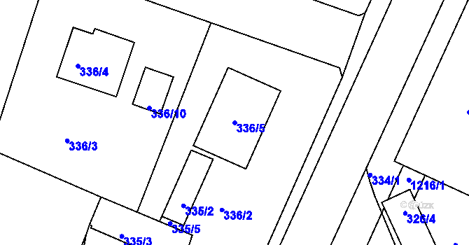 Parcela st. 336/5 v KÚ Klánovice, Katastrální mapa
