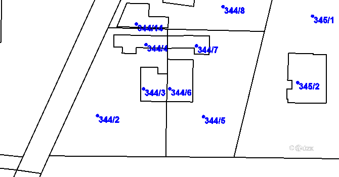 Parcela st. 344/6 v KÚ Klánovice, Katastrální mapa