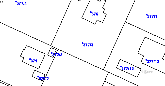 Parcela st. 377/3 v KÚ Klánovice, Katastrální mapa