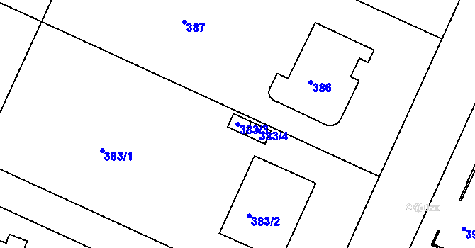 Parcela st. 383/3 v KÚ Klánovice, Katastrální mapa
