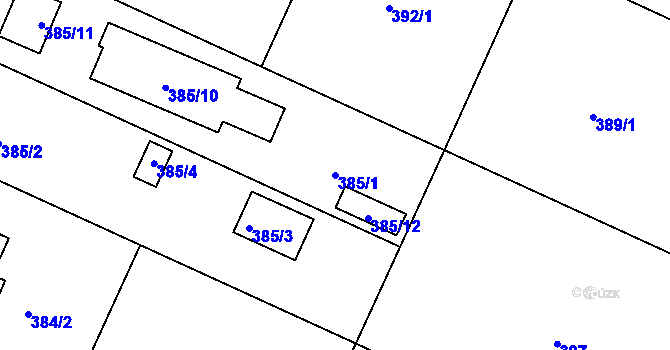 Parcela st. 385/1 v KÚ Klánovice, Katastrální mapa