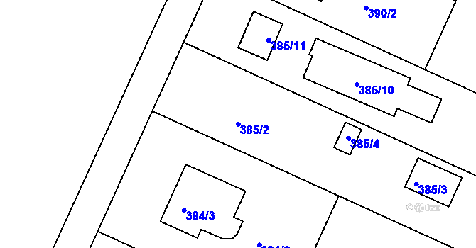 Parcela st. 385/2 v KÚ Klánovice, Katastrální mapa